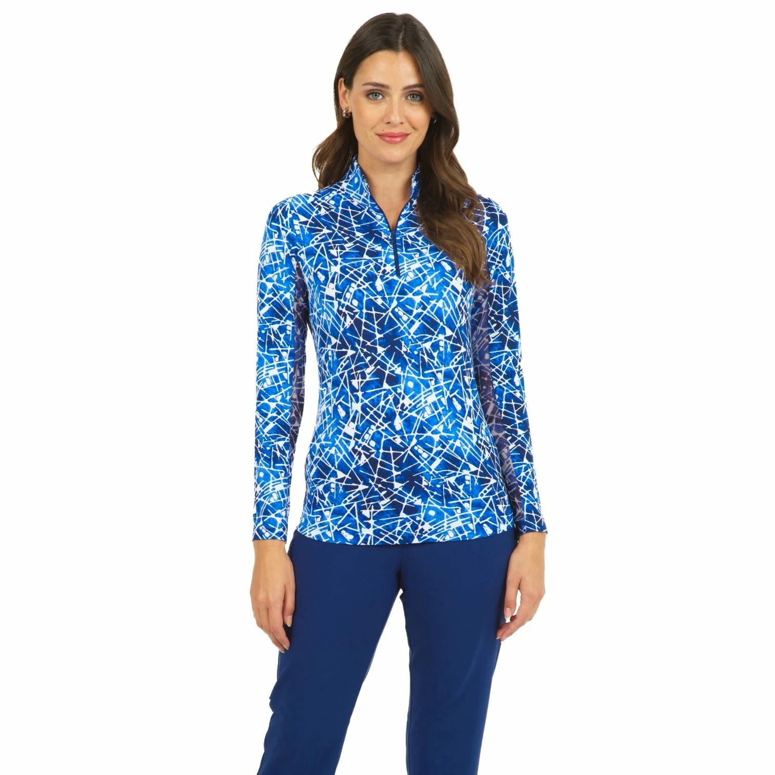 IBKUL Women's Evie Long Sleeve Zip Mock Neck - 10182 1 IBKUL Women's Evie Long Sleeve Zip Mock Neck - 10182