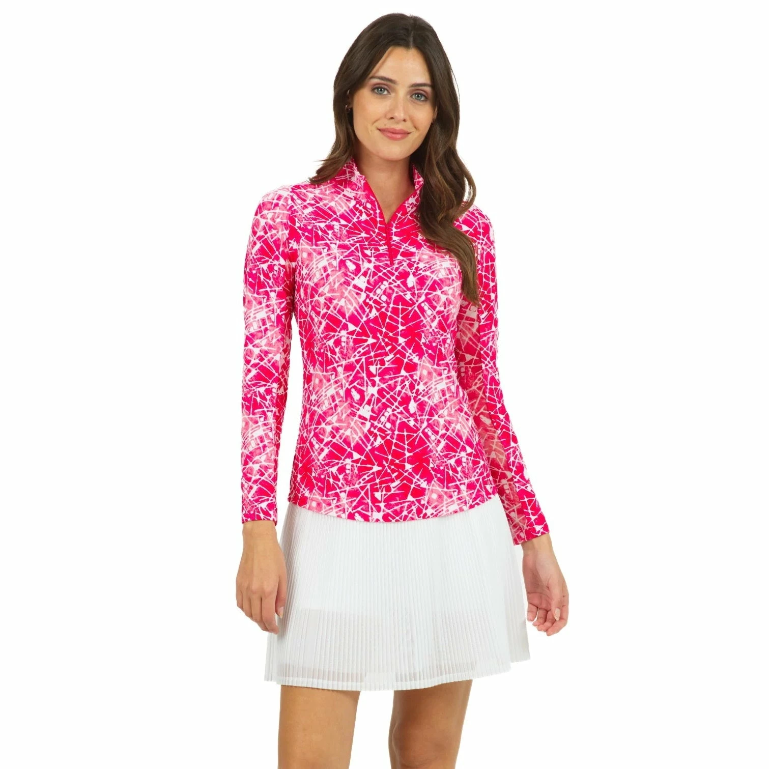 IBKUL Women's Evie Long Sleeve Zip Mock Neck - 10182 3 IBKUL Women's Evie Long Sleeve Zip Mock Neck - 10182 - Image 3