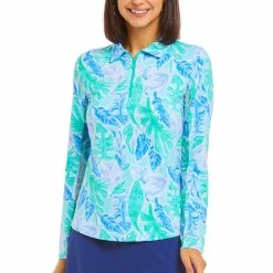 IBKUL Women's Allison Print Long Sleeve Polo - 41748