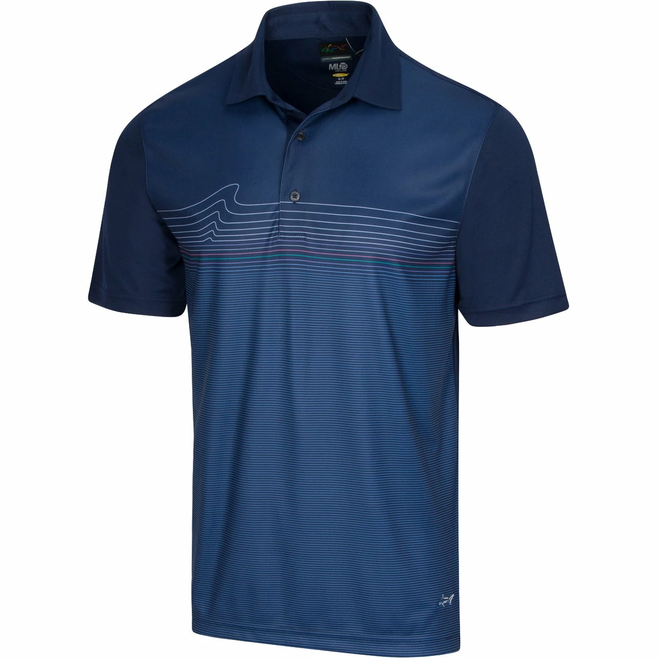 Greg Norman Men's ML75 Microlux Fin Print Polo 4 Greg Norman Men's ML75 Microlux Fin Print Polo - Image 4