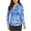 IBKUL Women's Bamboo Garden Print Long Sleeve Polo - 41749