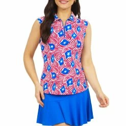 IBKUL Women's Rylee Print Sleeveless Polo - 14193