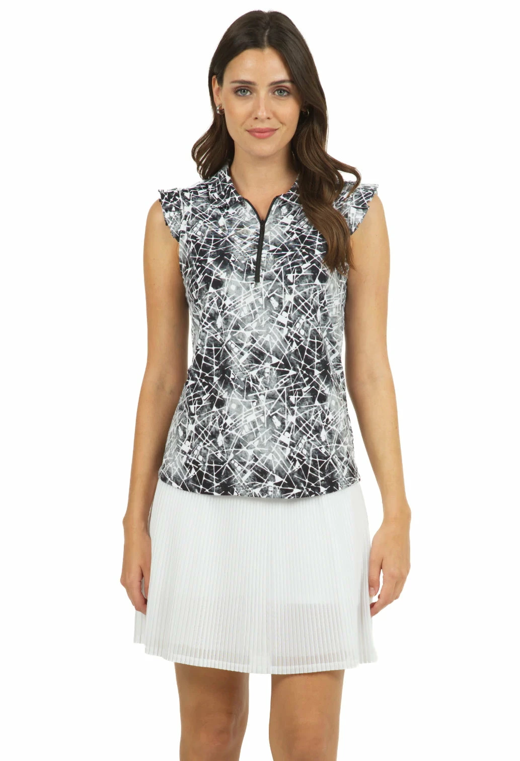 IBKUL Women's Evie Print Sleeveless Polo - 44182 1 IBKUL Women's Evie Print Sleeveless Polo - 44182