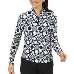 Ibkul Women's Elise Print Long Sleeve Mock Neck Top - 10266