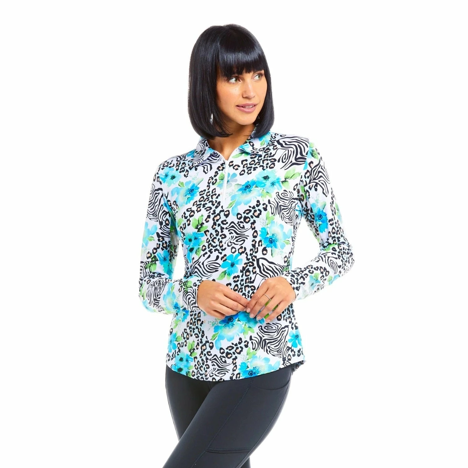 Ibkul Womens Eva Print Long Sleeve Polo - 41858 - Image 3