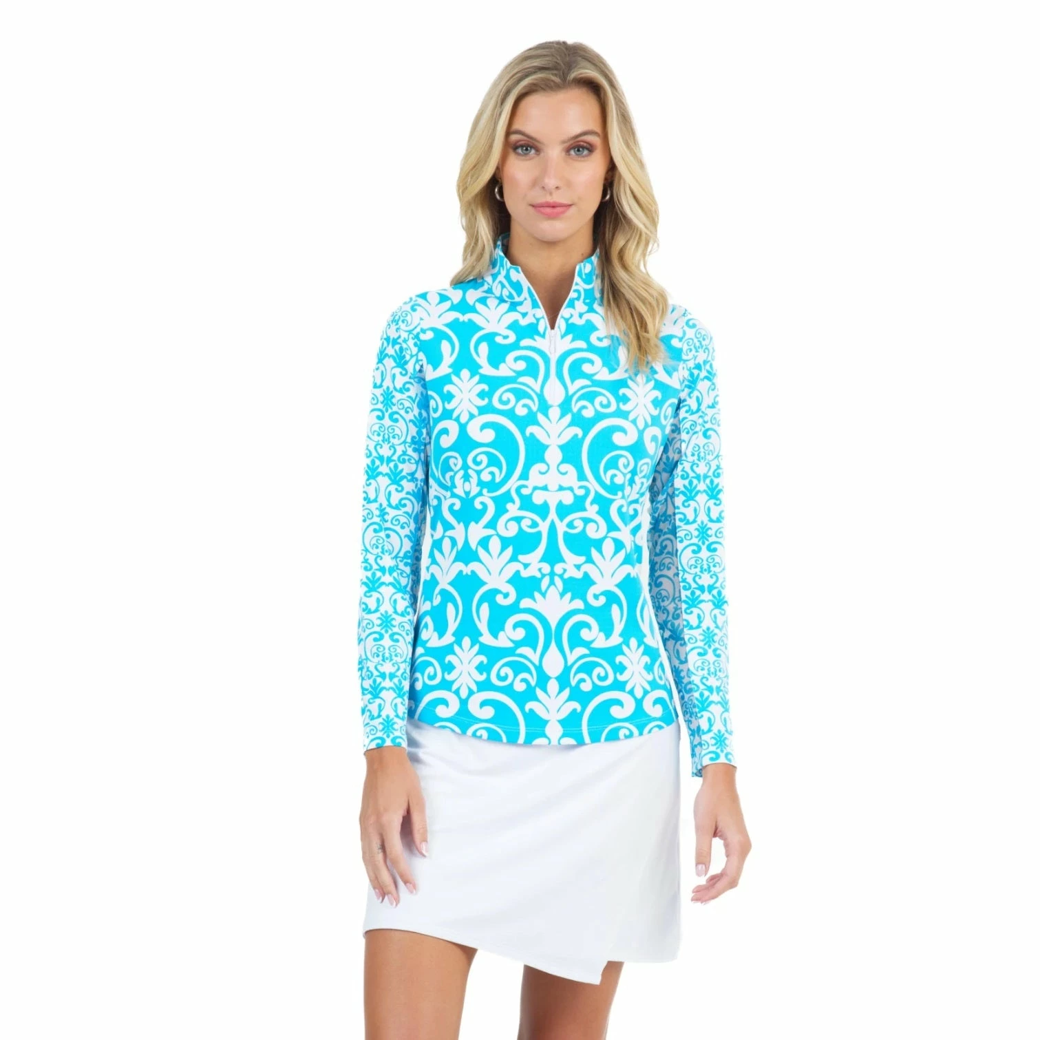 Ibkul Mahem Print Long Sleeve Mock Neck Top - 10979 - Image 2